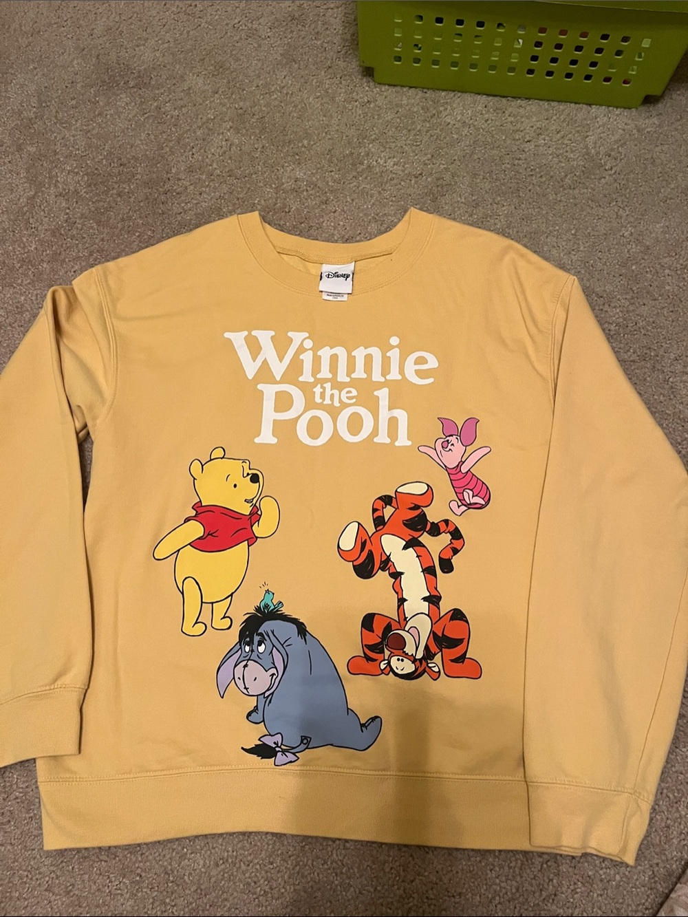 Disney Yellow Winnie the Pooh Character Crewneck Sweatshirt